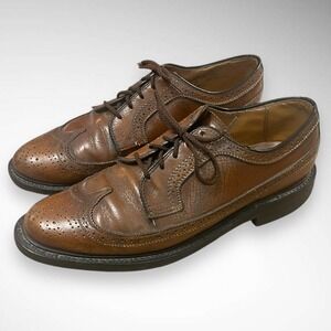 VULCAN Men's Brown Leather Vintage Style Wingtip Shoes Sz 9.5 | EUC